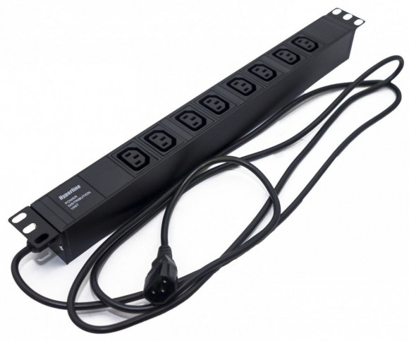 SHE19-8IEC-2.5IEC Блок розеток для 19'; шкафов, горизонтальный, 8 розеток IEC320 C13, кабель питания 2.5м (3х1.0мм2) с вилкой IEC320 C14 10A, 250В, 48