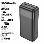 Внешний АКБ HOCO J72B Easy Travel 30000mAh, 2xUSB, 2А, LED, Li-Pol (черный)