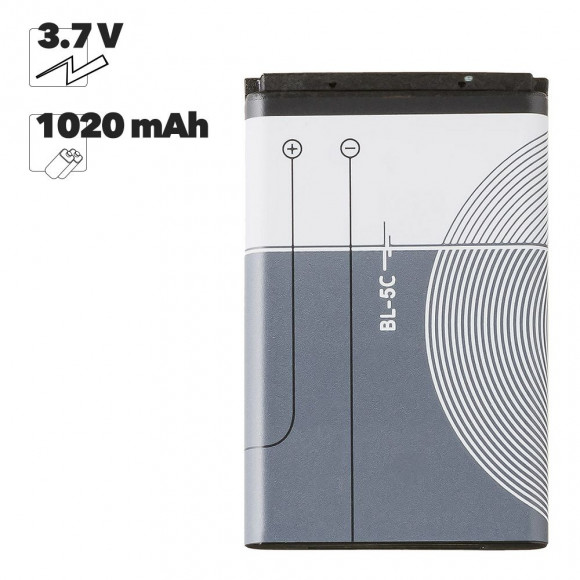 Аккумулятор (батарея) BL-5C для телефона Nokia 1100, 130, 130 Dual, 150, 205, 205 Dual, 107 Dual, 208, 216, 220, 220 Dual, 130 2017