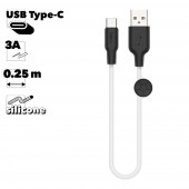 USB кабель Hoco X21 Plus Silicone Charging Cable For Type-C, 0.25 м (белый/черный)