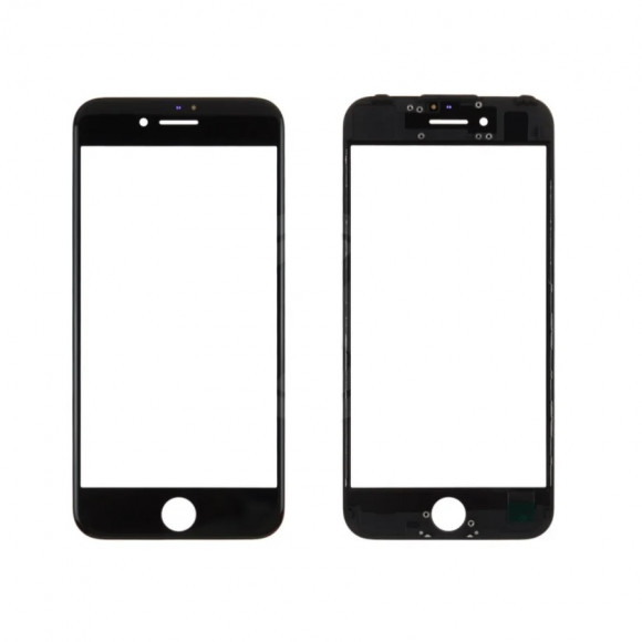 Стекло для переклейки на iPhone 7 в рамке + OCA (черный) HC