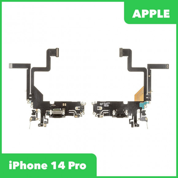 Системный разъем (разъем зарядки) для iPhone 14 Pro, микрофон (черный)