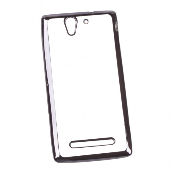 Чехол силиконовый "LP" для Sony Xperia C3 TPU (прозрачный с черной хром рамкой)