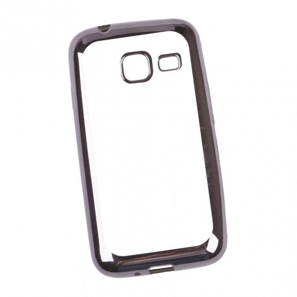 Силиконовый чехол "LP" для Samsung Galaxy J1 mini TPU (прозрачный с черной хром рамкой)