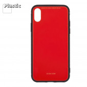 Защитная крышка "LP" для Apple iPhone X "Glass Case", красное стекло (коробка)