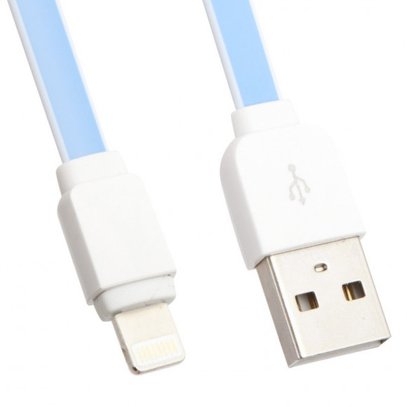 USB кабель LDNIO XS-07 разъем для Apple 8-pin плоский (синий, коробка)