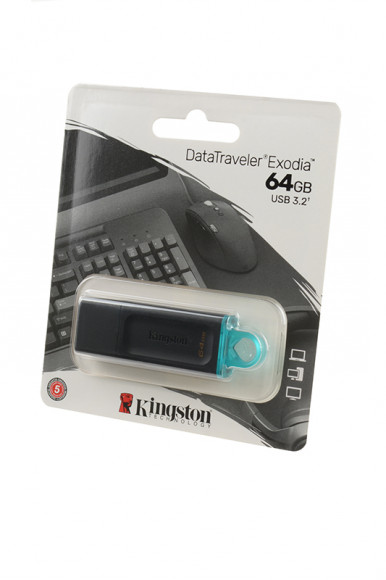 Kingston USB 3.2 Gen 1 64GB DataTraveler Exodia, черный с бирюзовым BL1
