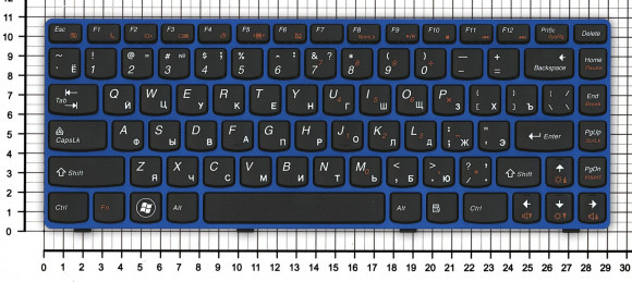 Клавиатура для ноутбука Lenovo IdeaPad Z470, G470AH, G470GH, Z370, черная с голубой рамкой