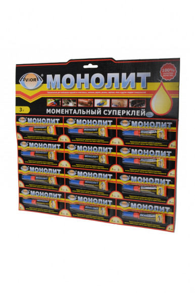 Клей AVIORA МОНОЛИТ 403-001, суперклей Моментальный, 3г, BL12