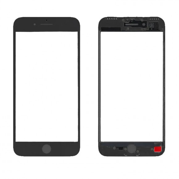 Стекло для переклейки на iPhone 7 Plus в рамке + OCA (черный) HC