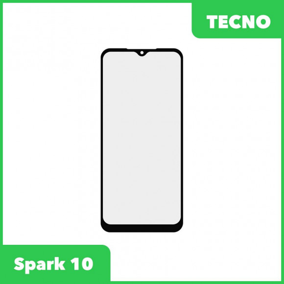 Стекло + OCA пленка для переклейки Tecno Spark 10 (черный)