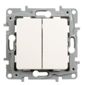 Выключатель двухклавишный 10AX винтовые зажимы ETIKA, бежевый 672302