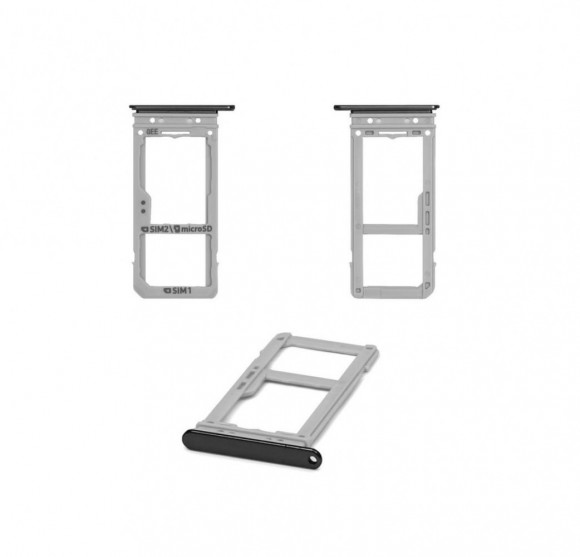 Держатель (лоток) SIM-карты для Samsung Galaxy S8 (G950F), S8 Plus (G955F) (2 SIM карты), черный