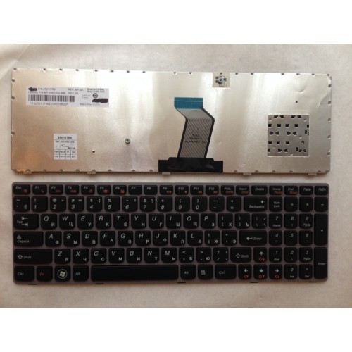 Клавиатура для ноутбука LENOVO Y570 черная в серой рамке РУССКАЯ РАСКЛАДКА