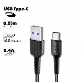 USB кабель Earldom EC-085C USB Type-C, 0.25 метра, черный