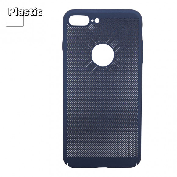 Защитная крышка "LP" для Apple iPhone 8 Plus "Сетка" Soft Touch (темно-синяя) (европакет)