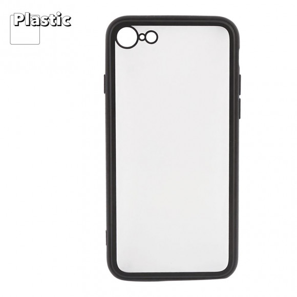 Защитная крышка "LP" для Apple iPhone 7, 8 "Glass Case" с черной рамкой, прозрачное стекло (коробка)