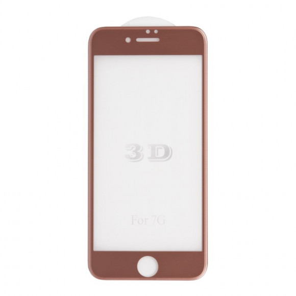 Защитное стекло "LP" для Apple iPhone 8, 7 Tempered Glass 3D с рамкой 0.33 мм, 9H, розовое (ударопрочное)