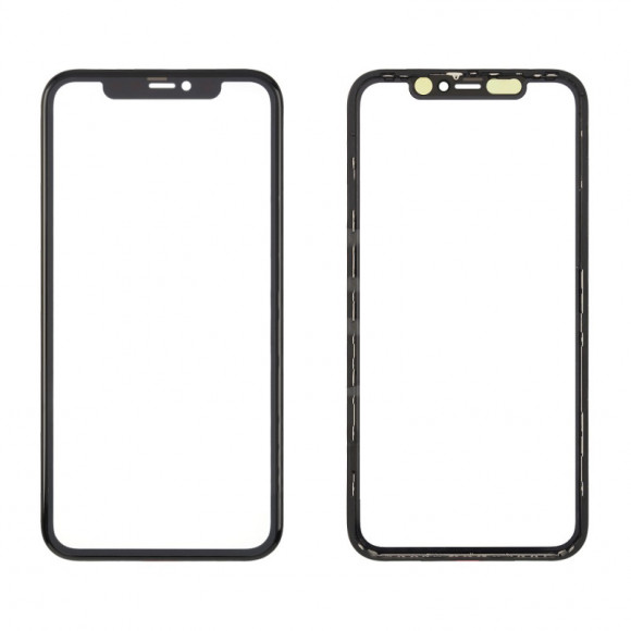 Стекло для переклейки на iPhone 11 в рамке + OCA (черный) HC