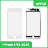 Стекло для переклейки дисплея Apple iPhone 8, в сборе с рамкой, белый