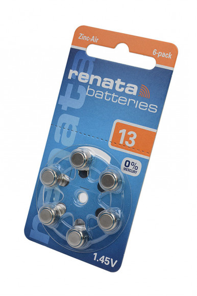 Батарейка (элемент питания) Renata Zinc-Air 13 (0% Hg) BL6, 1 штука