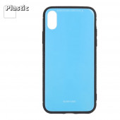 Защитная крышка "LP" для Apple iPhone X "Glass Case", голубое стекло (коробка)