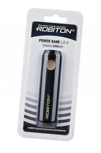 Портативное зарядное устройство (Внешний аккумулятор) Robiton Power Bank Li3.4 COSMOS (черный) 3350мАч BL1