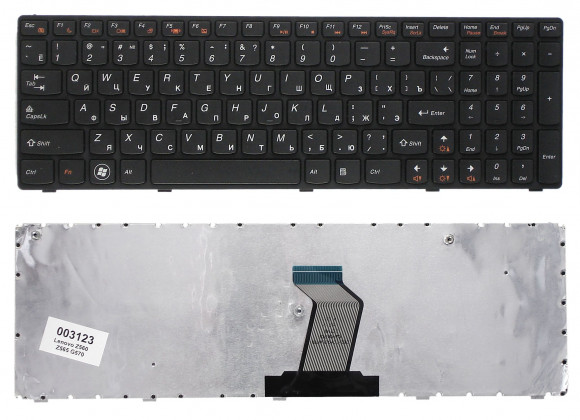 Клавиатура для ноутбука Lenovo IdeaPad G570, G575, G770, Z560, Z565 с рамкой, черная