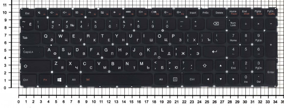 Клавиатура для ноутбука Lenovo Yoga 500-15 черная с подсветкой