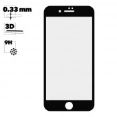 Защитное стекло "LP" для Apple iPhone 8, 7 Plus Tempered Glass 3D с рамкой 0.33 мм, 9H, черное (ударопрочное)