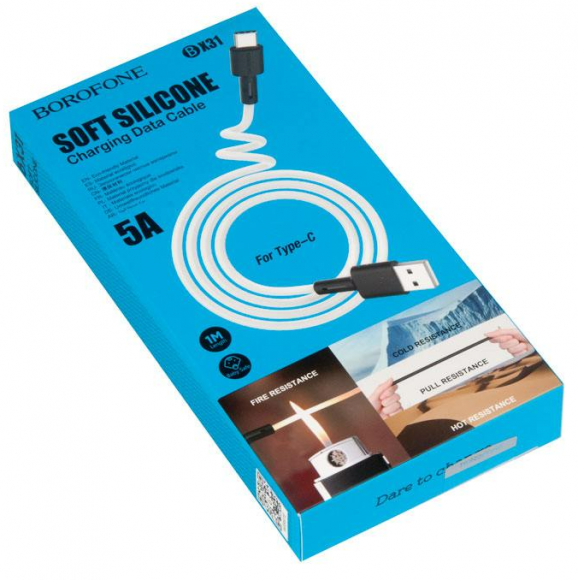 Кабель USB BOROFONE BX31 для Type-C, 3.0А, длина 1м, белый Кабель USB BOROFONE BX31 для Type-C, 3.0А, длина 1м, белый