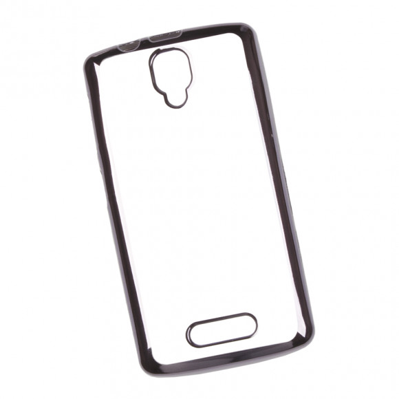 Чехол силиконовый "LP" для Lenovo A1000 TPU (прозрачный с черной хром рамкой) (европакет)