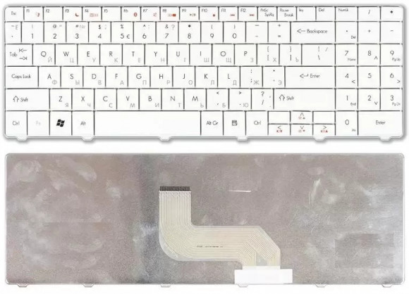 Клавиатура для ноутбука Gateway NV52, NV53, NV54, NV56, NV58, белая