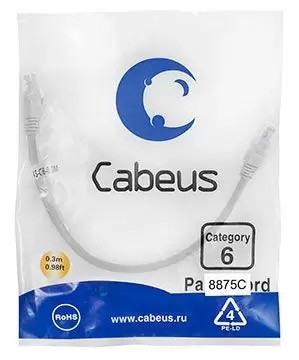 Патч-корд U/UTP Cabeus PC-UTP-RJ45-Cat.6-0.3m-LSZH