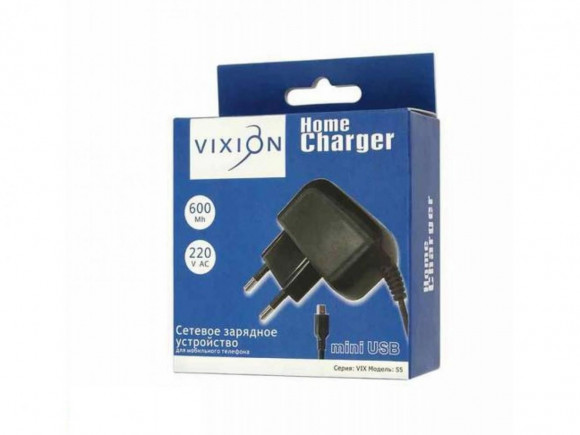 Сетевое зарядное устройство S15 (1A) MiniUSB для Motorola V3 (V3i, L2, L6, L7), черный (Vixion)