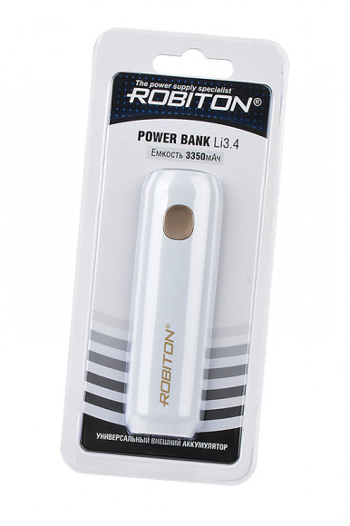 Портативное зарядное устройство (Внешний аккумулятор) Robiton Power Bank Li3.4 MAGNOLIA (белый) 3350мАч BL1