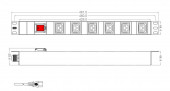 SHT19-6IEC-S-2.5IEC Блок розеток для 19'; шкафов, горизонтальный, 6 розеток IEC320 C13, выключатель с подсветкой, кабель питания 2.5м (3х1.0мм2) с вил