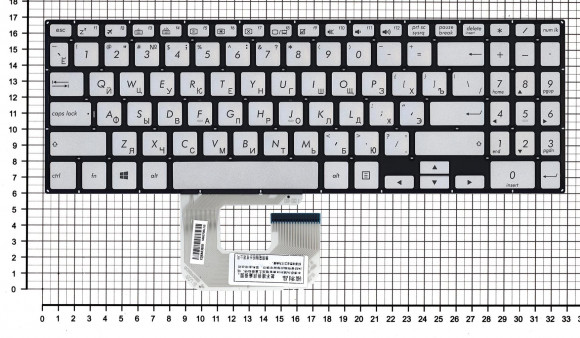 Клавиатура для ноутбука Asus UX561UA, Q505UA, серебристая без рамки, с подсветкой