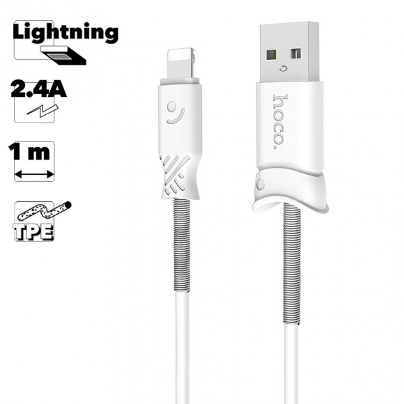 USB кабель Hoco X24 Piscec Charging Cable для Apple, 1 метр, белый
