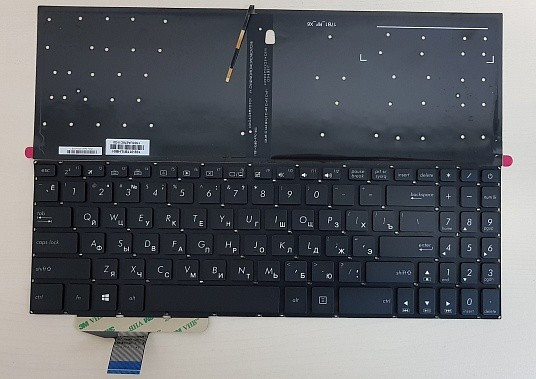 Kлавиатура для ноутбука Asus M580 черная, без рамки, с подсветкой