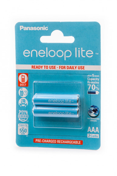 Аккумулятор Panasonic Eneloop lite BK-4LCCE/2BE 550мАч AAA BL2, 1 штука