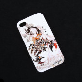 Защитная крышка для iPhone 4, 4S "Знак зодиака Скорпион" со стразами (белая/коробка)