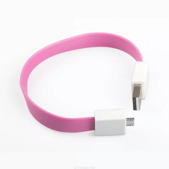 USB Дата-кабель на большом магните плоский MicroUSB (розовый, европакет)
