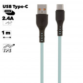 USB кабель "LP" USB Type-C "Extra" TPE (бирюзовый, коробка)