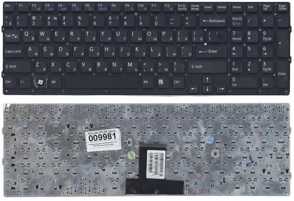 Клавиатура для ноутбука Sony Vaio VPC-EB, черная без рамки