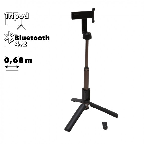 Держатель монопод настольный Hoco K11 Wireless Tripod Selfie Stand, черный