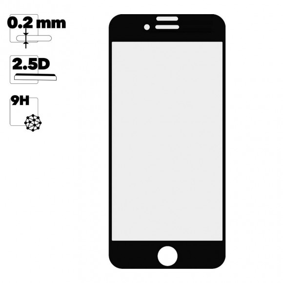 Защитное стекло для Apple iPhone 7, 8 Ceramics Film 0.2 мм., черная рамка (без упаковки)
