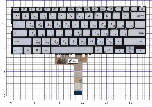 Клавиатура для ноутбука Asus Vivobook S432FA серебристая с подсветкой