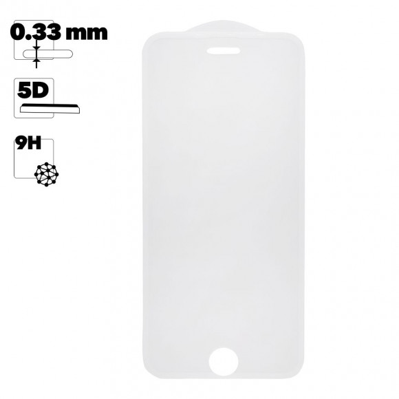 Защитное стекло "LP" для Apple iPhone 8, 7, 6s, 6 совместимое 5D c тонкой рамкой 0.33 мм, 9H, белое