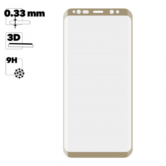 Защитное стекло Tempered Glass 3D для Samsung Galaxy S8 (золотое)